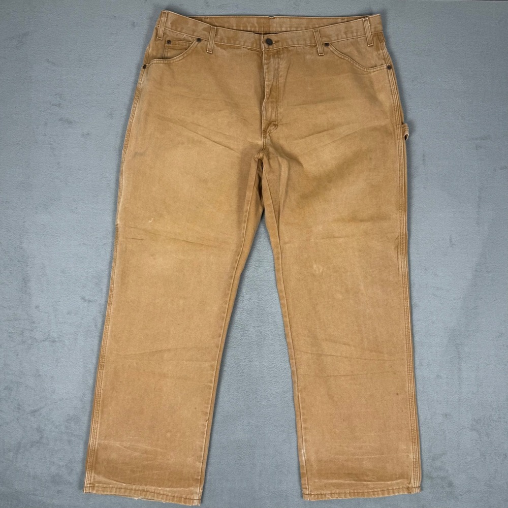 Dickies Carpenter Pants Brown Duck Canvas 40x30 Relaxed Fit Straight Leg Work